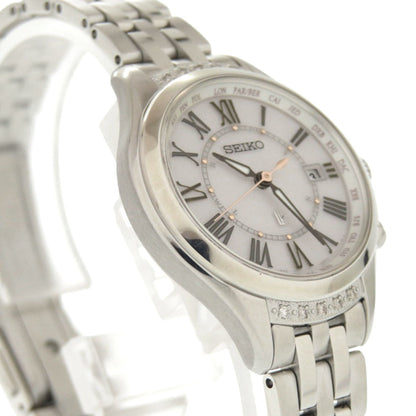 Unused Seiko Lucia Ssvv053 Ss Mocha Pink Solar Radio Wristwatch Silver 0040Seiko