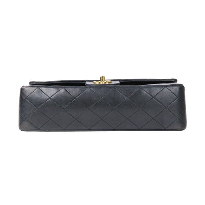 Chanel Chanel Matelasse 25 Double Flap Coco Mark Lambskin Quilted Shoulder Bag Black