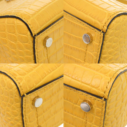 Jimmy Choo 2-Way Varenne Crocodile-Embossed Patent Leather Yellow Handbag 0542 Jimmy Choo