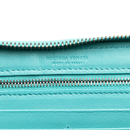 Bottega Veneta Intrecciato Round Zip Long Wallet Emerald Green Leather