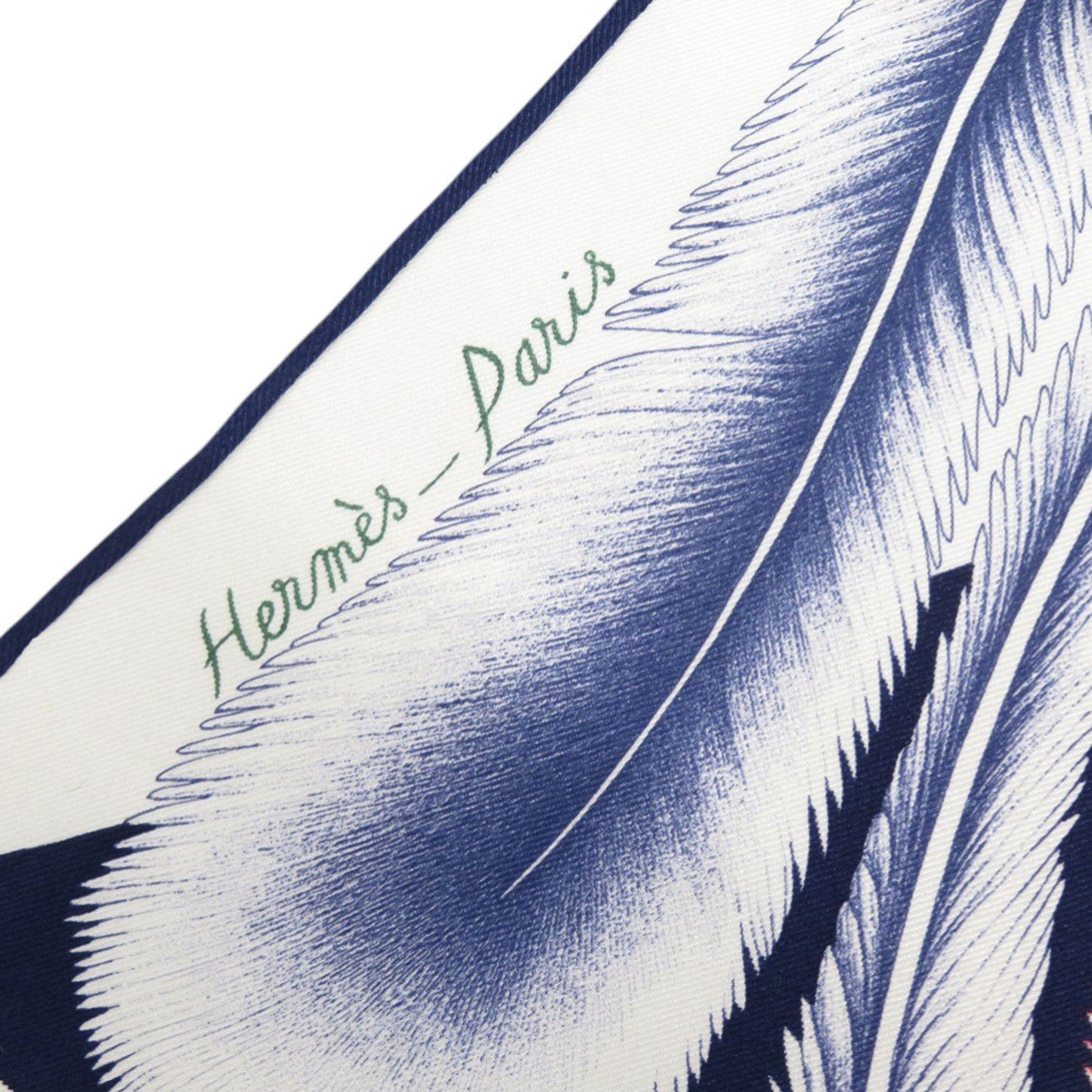 Herms Carr 65 "A La Plume" Feather Silk Multicolor Scarf Muffler 0072 Hermes