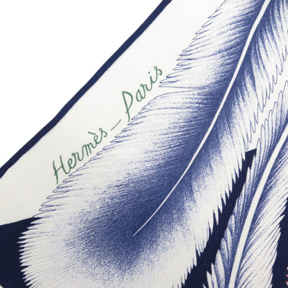 Herms Carr 65 "A La Plume" Feather Silk Multicolor Scarf Muffler 0072 Hermes