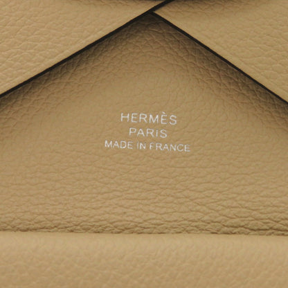 Unused Herms Calvi Duo Evercolor Beige Marfa K Stamp (Made In 2025) Coin Case Wallet 1348 Hermes