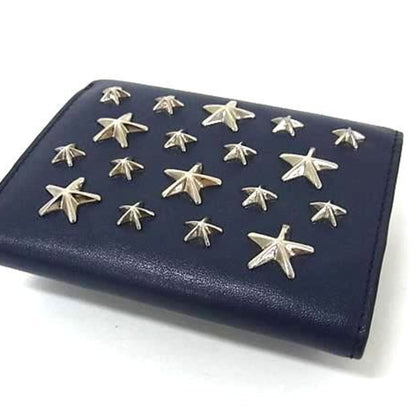 Jimmy Choo Jayden Tri-Fold Wallet In Navy Leather