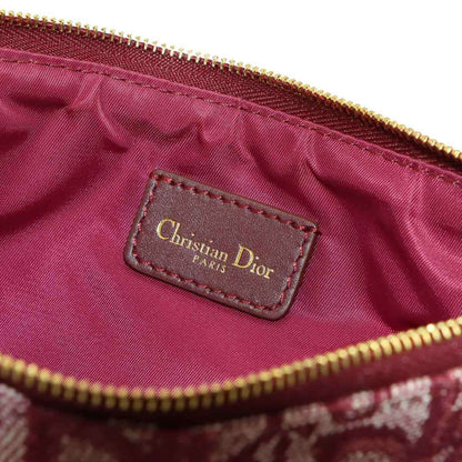 Christian Dior Trotter Saddle Bag Shoulder Pouch Canvas Leather Bordeaux
