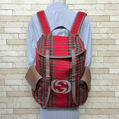 Gucci Houndstooth & Stripe Backpack/Daypack In Wool (625939)