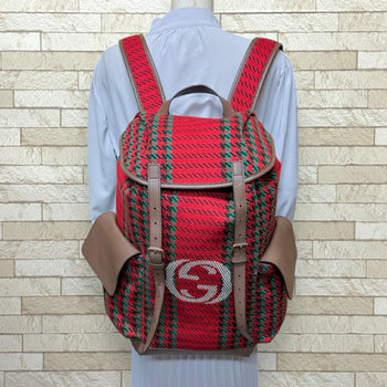 Gucci Houndstooth & Stripe Backpack/Daypack In Wool (625939)