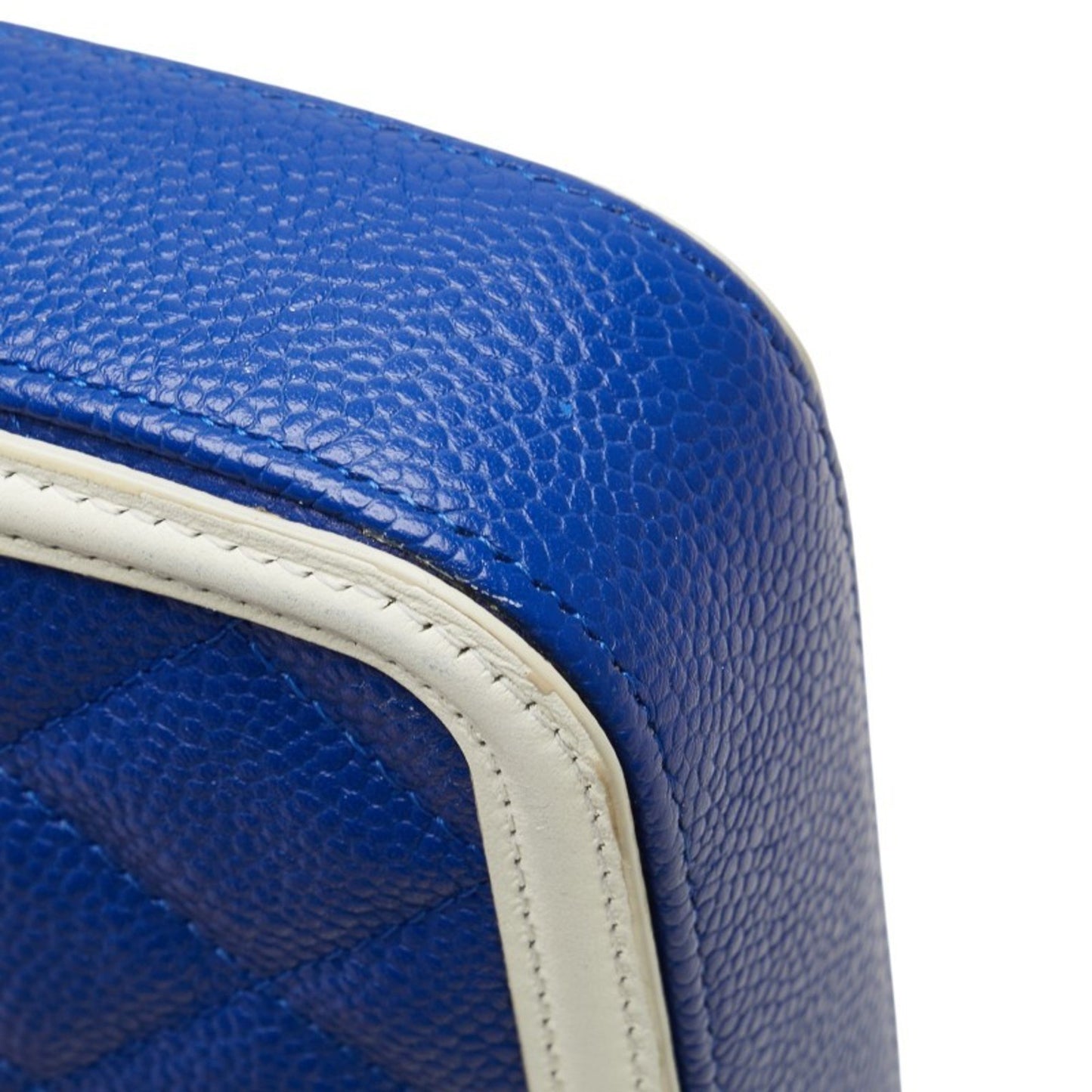 Chanel Coco Mark Tricolor Shoulder Bag Navy White Caviar Skin