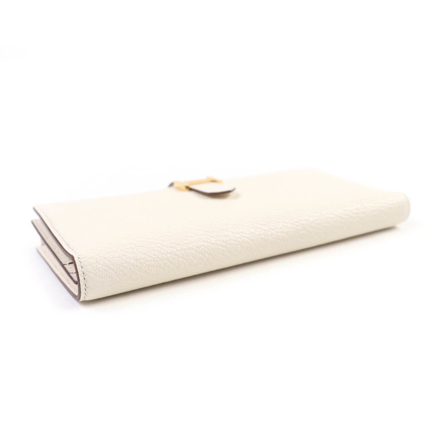 Hermes Bearn Soufflet Nata Chevre Long Wallet With Gold Hardware