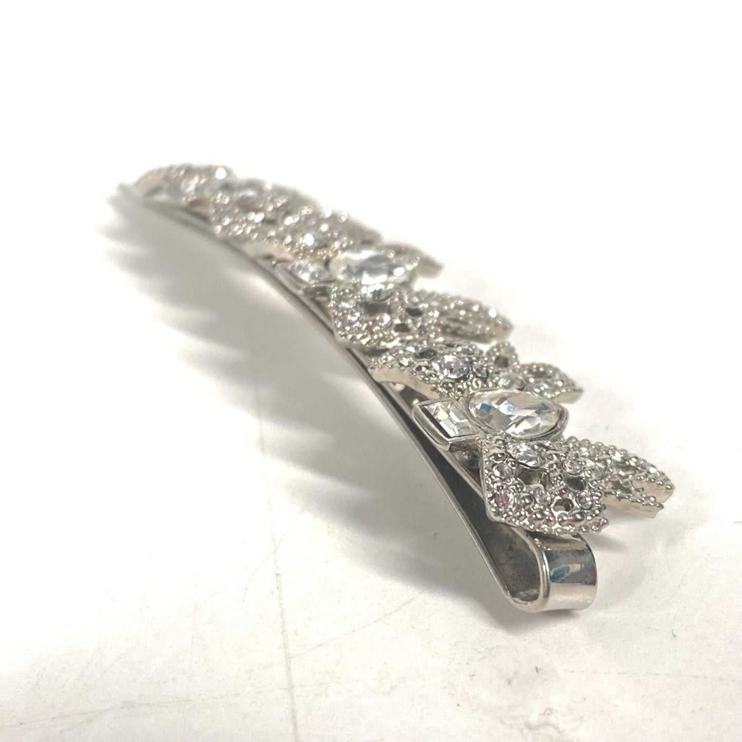 Miu Miu 5Jf031 Ribbon Rhinestone Hair Barrette Hairpin Metal