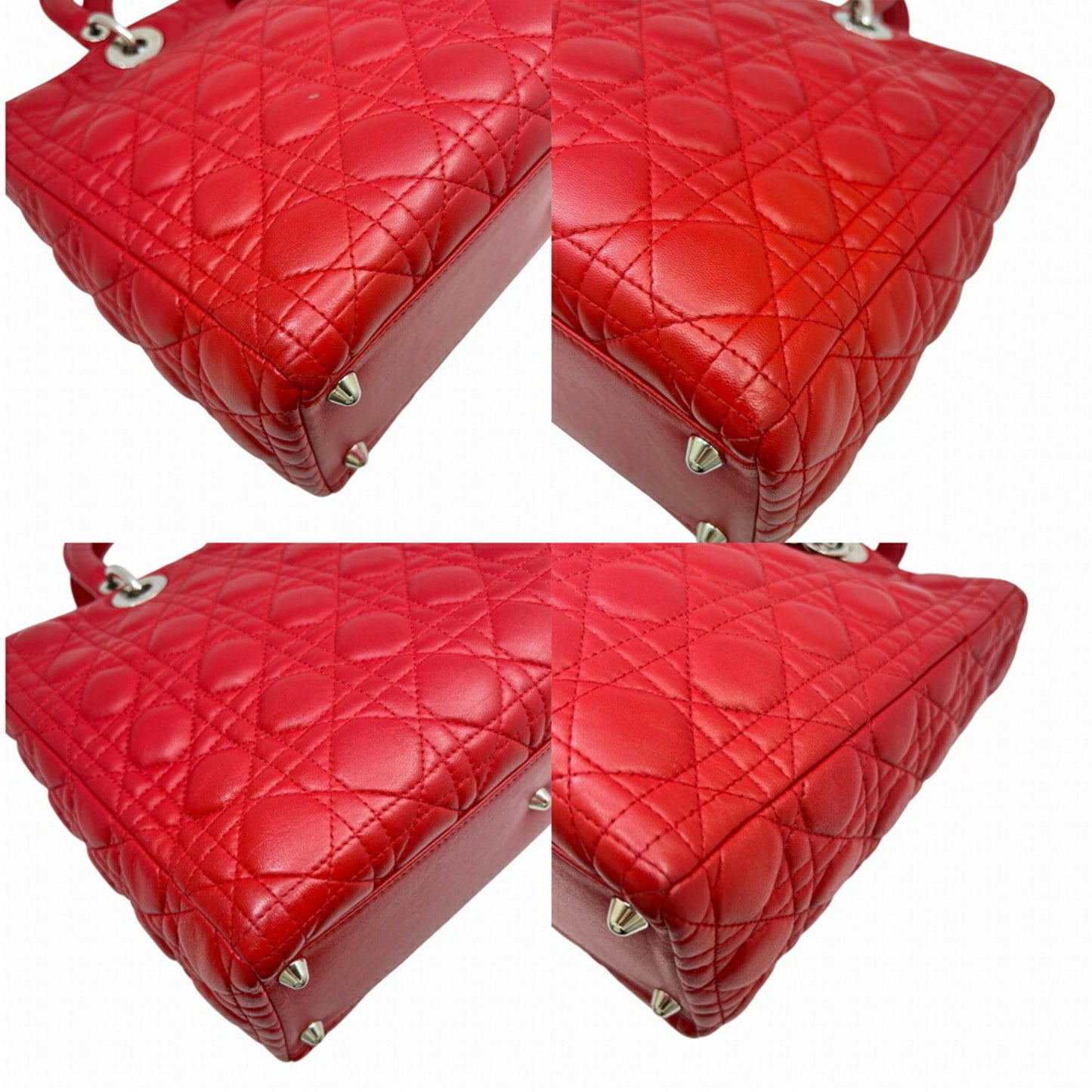 Christian Dior Dior Christian Lady Large Handbag Tote Bag Cannage Shoulder Pink