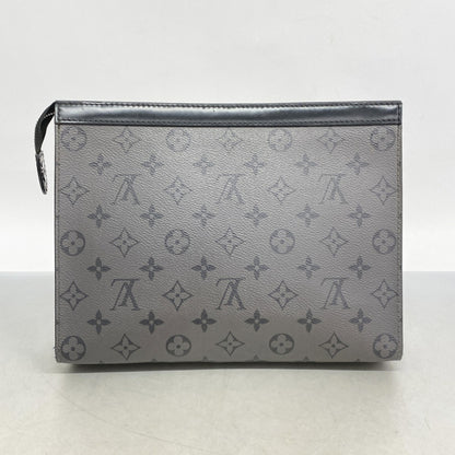 Louis Vuitton Monogram Eclipse Reverse Pochette Voyage Clutch Bag M69535 Gray/Black