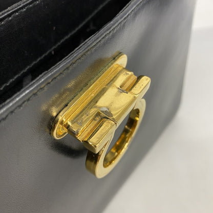 Salvatore Ferragamo Gancini Leather Handbag In Black