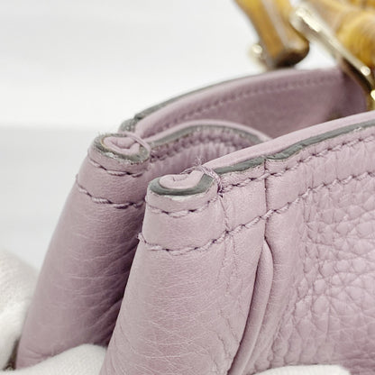 Gucci Bamboo Handbag 323660 Leather Purple