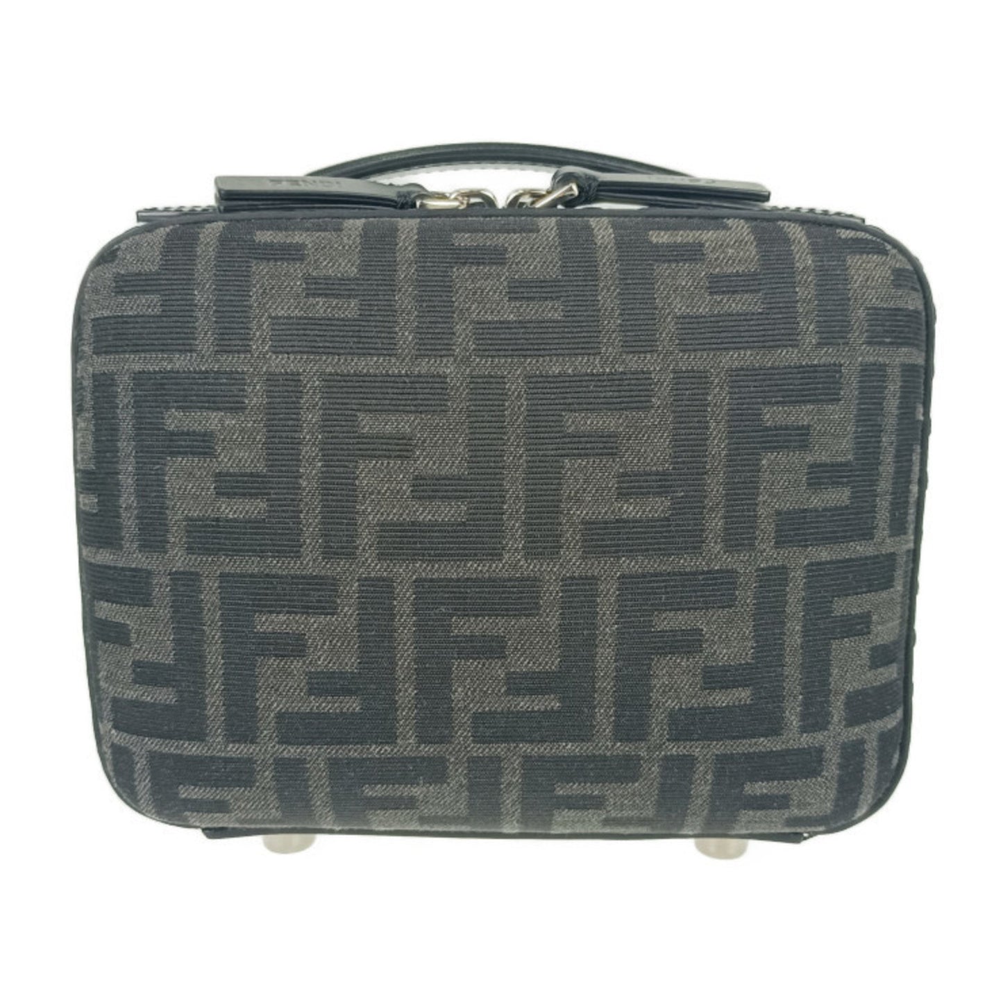 Fendi Zucca Mini Shoulder Bag 7Va552 Grey Black Canvas Leather