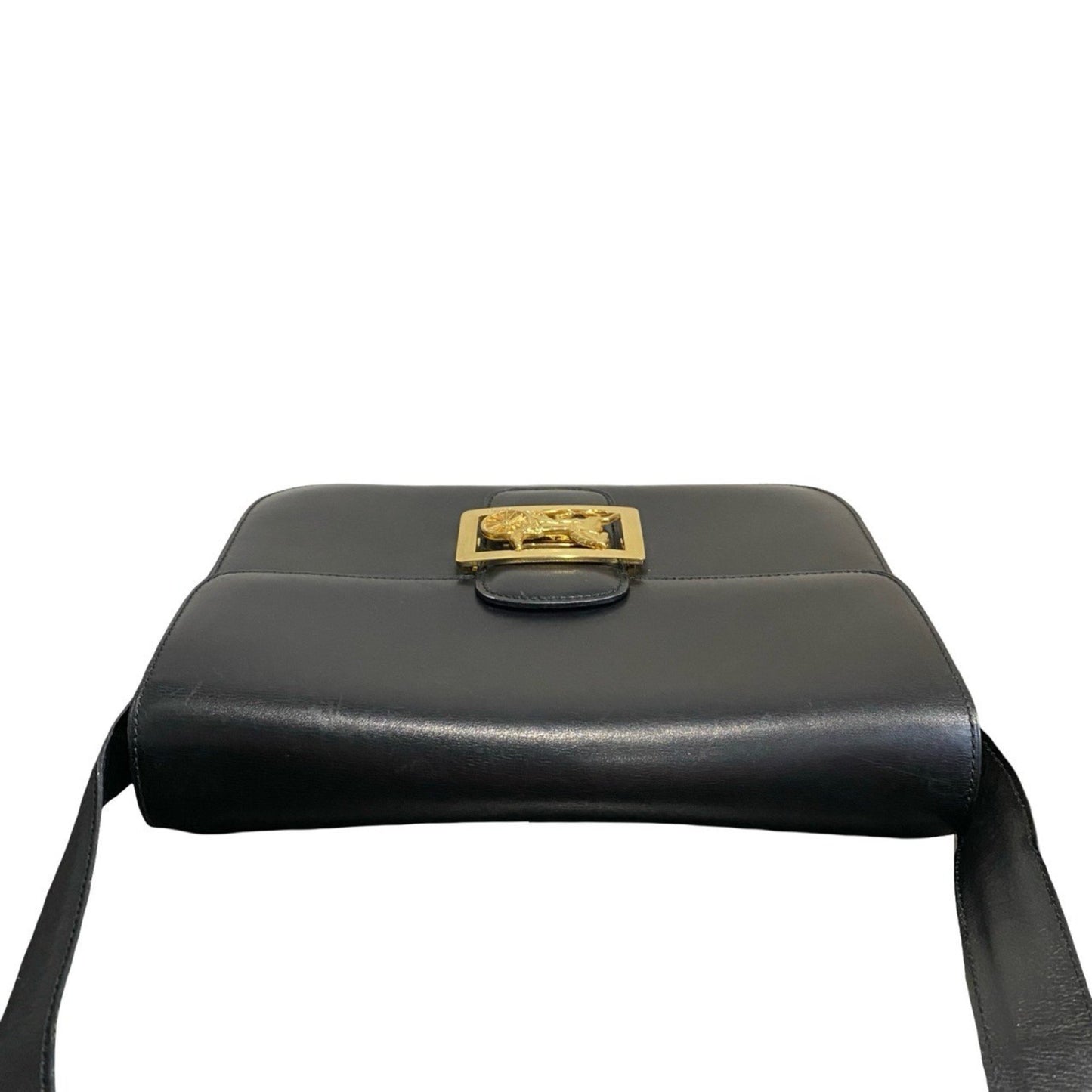 Celine Vintage Logo Horse-Drawn Carriage Hardware Calf Leather Shoulder Bag/Pochette/Sacoche Black