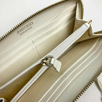 Jimmy Choo Jimmy Choo Round Long Wallet Star Studs Accessories Small Items Leather Off-White