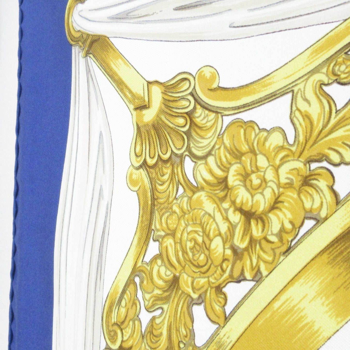 Hermes Carr 90 Etriers Stirrup Silk Scarf/Muffler Blue