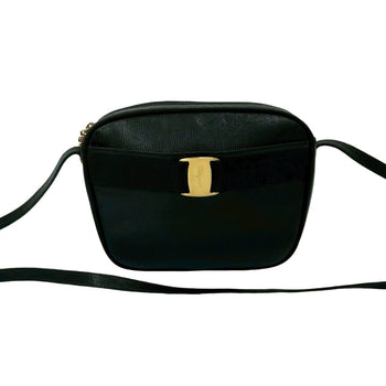 Salvatore Ferragamo Vara Leather Shoulder Bag/Pochette In Black 27551