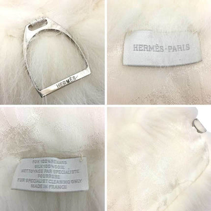 Hermes Tippet Fox Fur Muffler Col Etriers En Renard White Hermes Stole