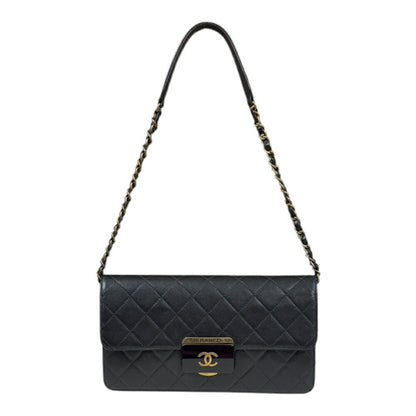 Chanel Matelasse Shoulder Bag Leather Black