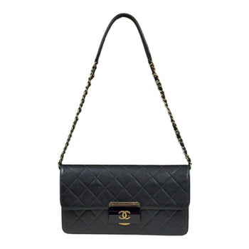 Chanel Matelasse Shoulder Bag Leather Black