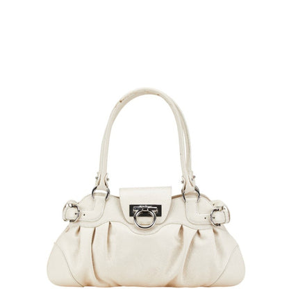 Salvatore Ferragamo Gancini Handbag Au-21 6317 White Leather