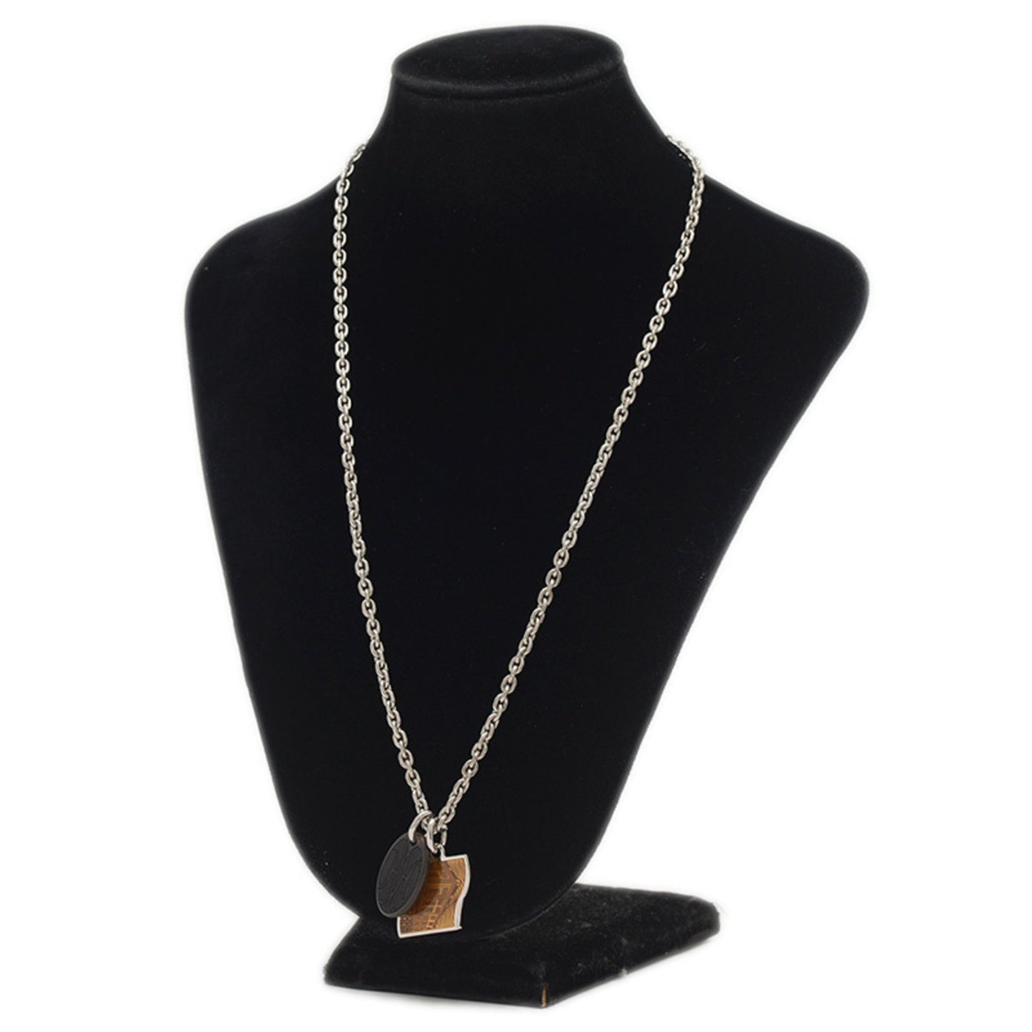 Hermes Herms Parade Necklace Buffalo Horn Silver Orange