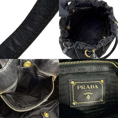 Prada Handbag Shoulder Nylon Leather Black