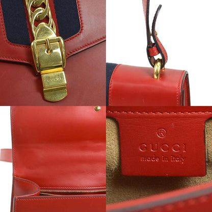 Gucci Shoulder Bag Sylvie Leather Metal Red