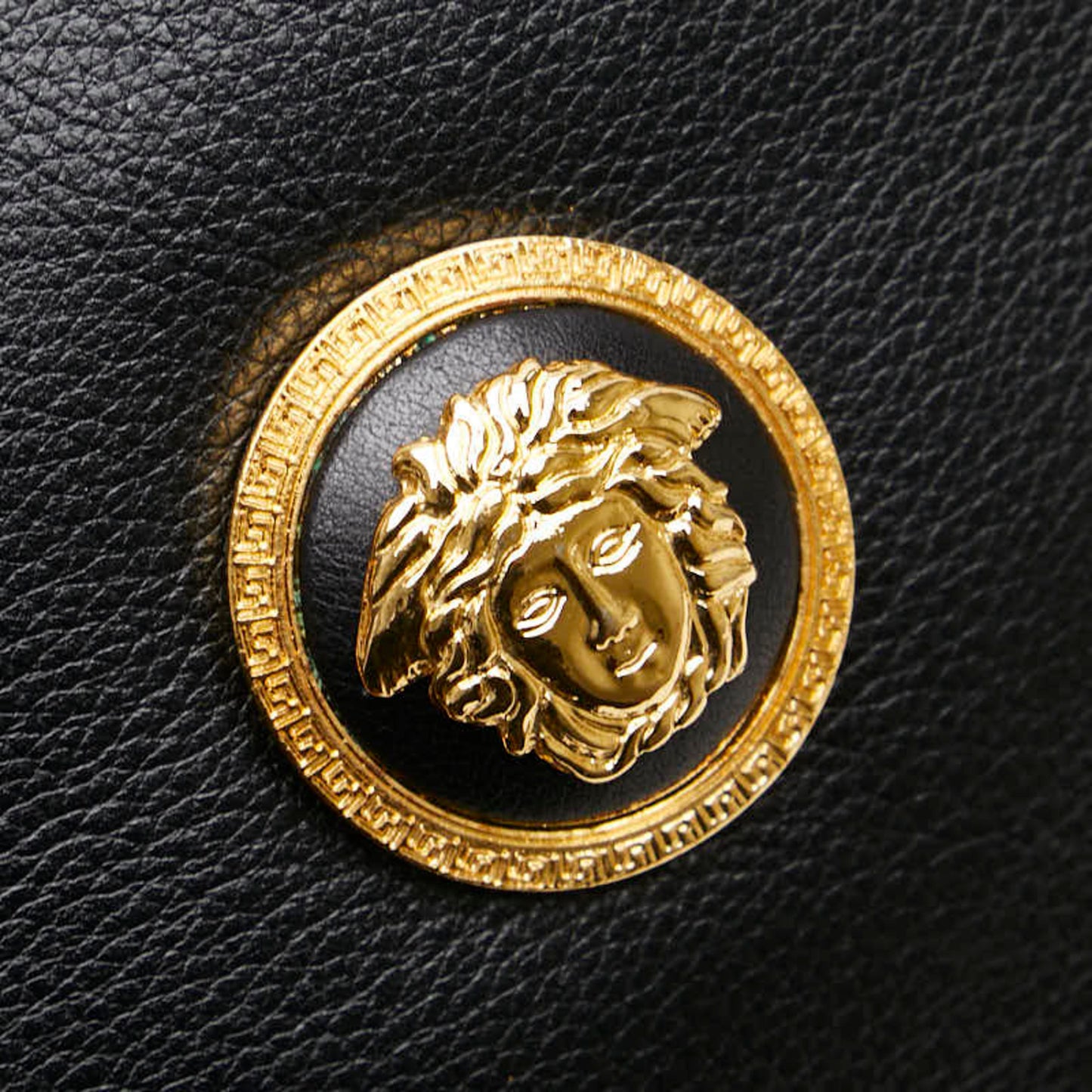 Versace Medusa Clutch Bag/Second Bag In Black Leather