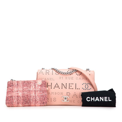Chanel Perforated Coco Mark Chain Shoulder Bag Pink Leather