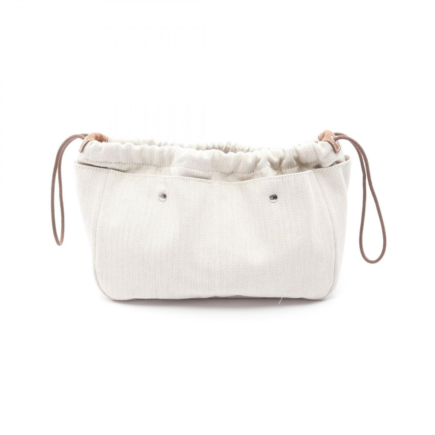 Hermes Herms Fourbee 25 Natural Fauve Pouch Bag In Toile Chevron