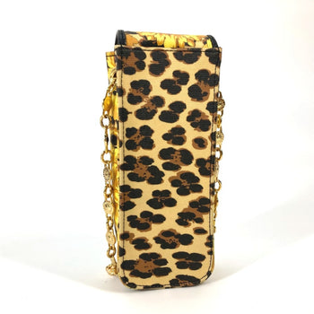 Versace Vintage Leopard Print Pochette With Chain Phone Case And Shoulder Bag In Pvc/Leather