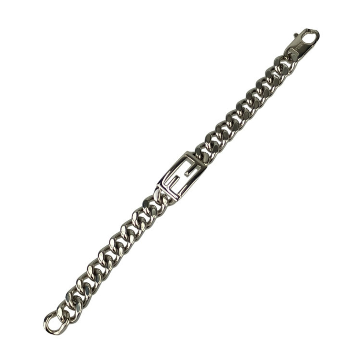 Fendi Ff Baguette Link Chain Bracelet In Silver Metal