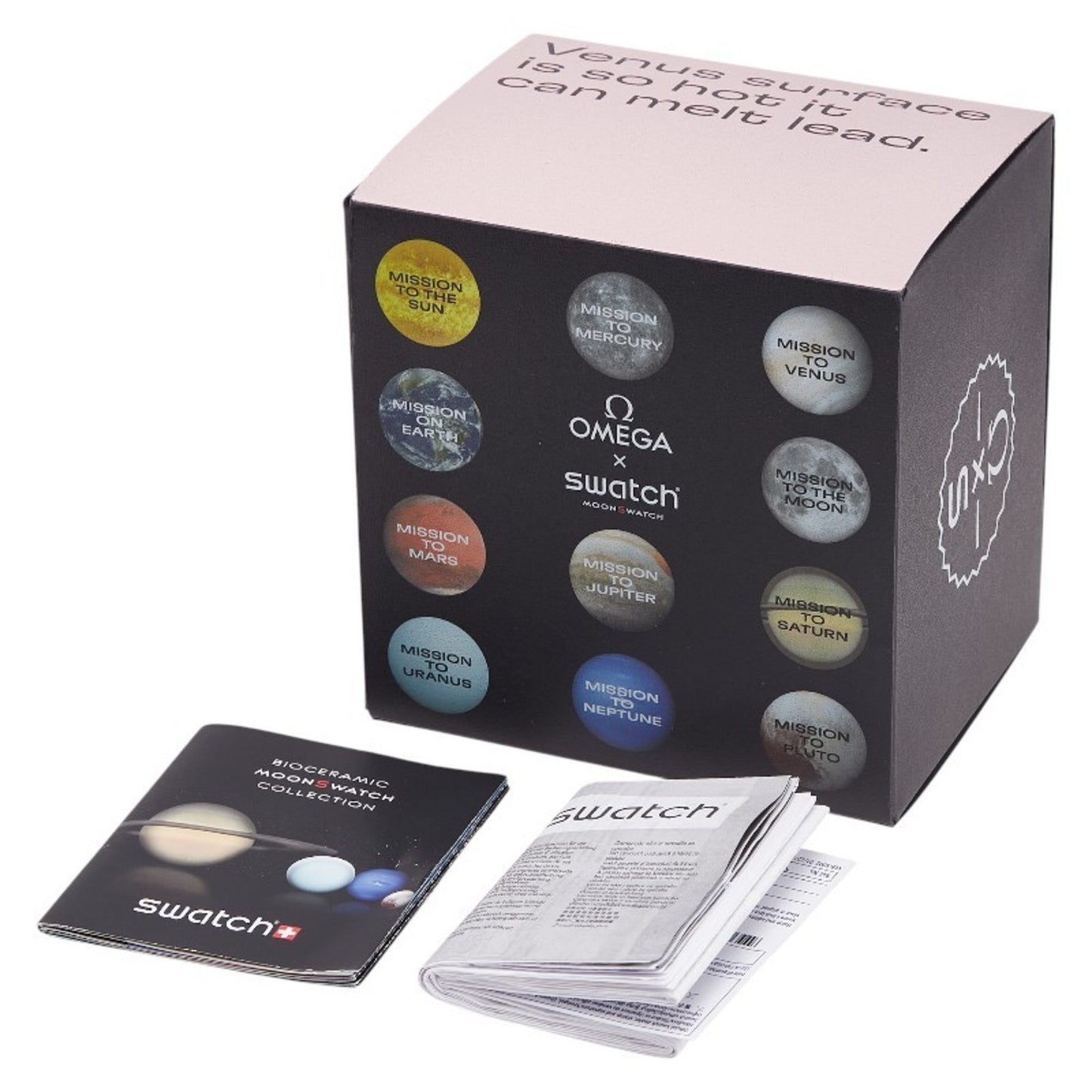 Omega X Swatch Speedmaster Moon Mission To Venus Watch So33P100 Quartz Beige Dial Ceramic Nylon