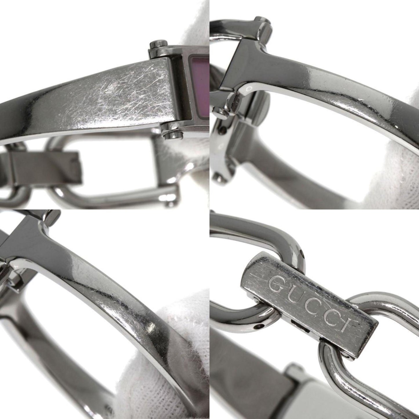 Gucci 1500L Square Face Bangle Pink Shell Watch Stainless Steel/Ss