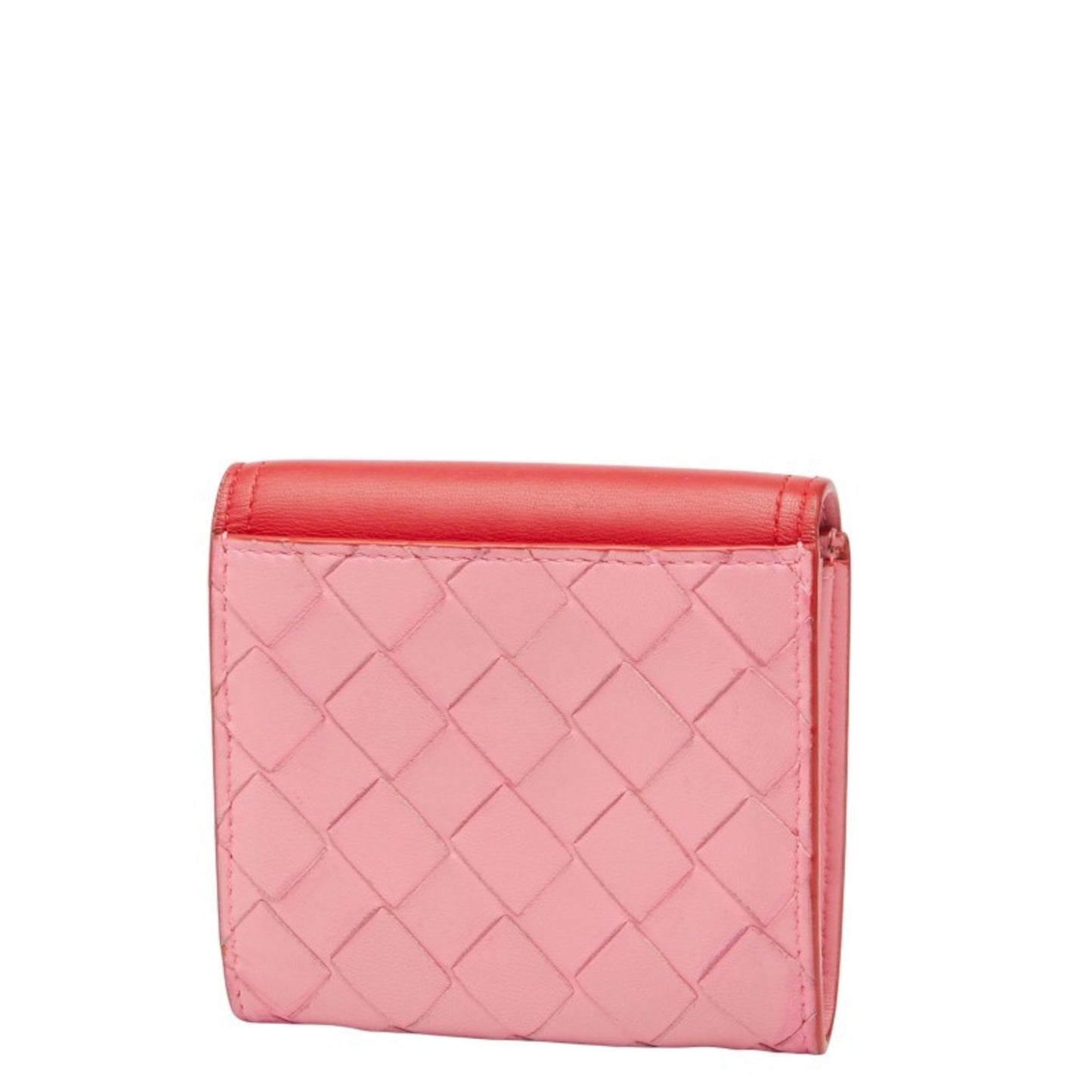 Bottega Veneta Intrecciato Bi-Fold Wallet 577841 Red Pink Leather
