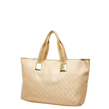 Gucci Gg Canvas Handbag Tote Bag 267474 Beige Gold Leather
