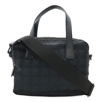 Chanel New Travel Line Handbag Tote Bag Nylon Jacquard Leather Black A15970