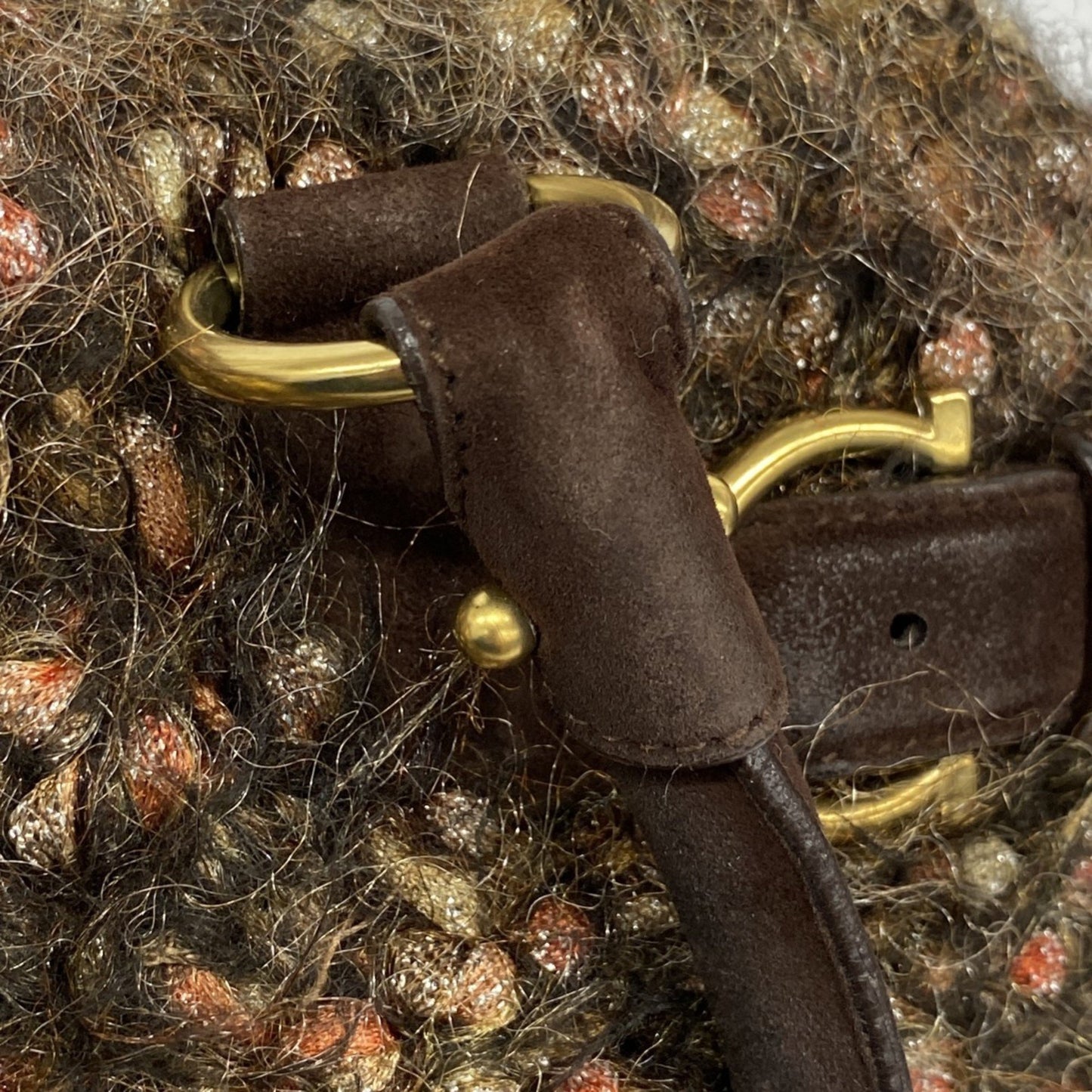 Salvatore Ferragamo Gancini Mohair Brown Handbag