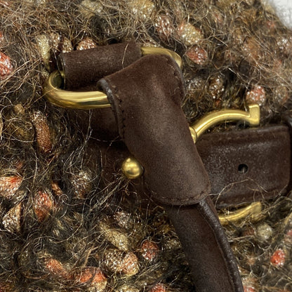 Salvatore Ferragamo Gancini Mohair Brown Handbag