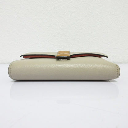 Loewe Small Vertical Leather Compact Wallet Tri-Fold Beige