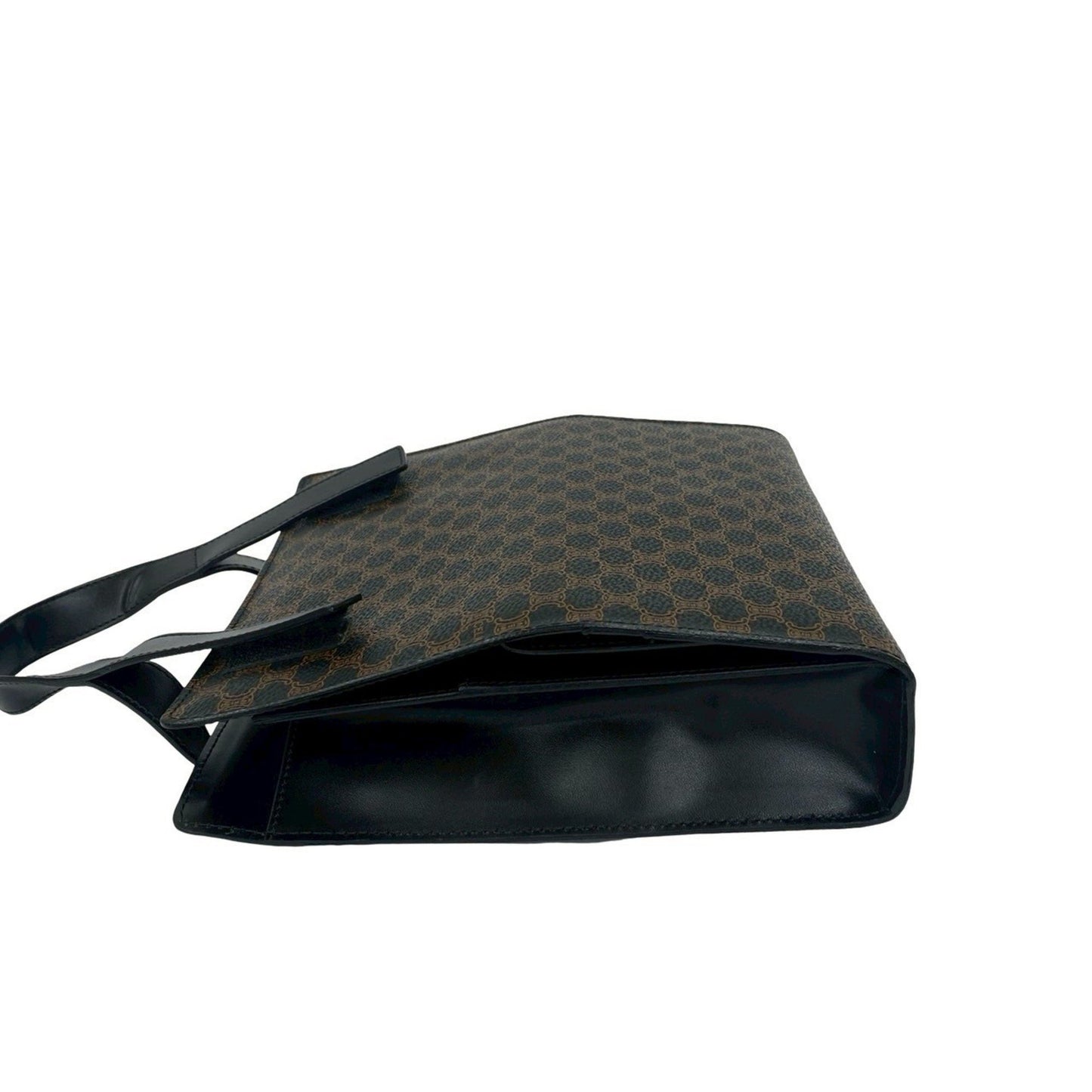 Celine Macadam Blason Pattern Leather Handbag/Mini Tote Bag In Black