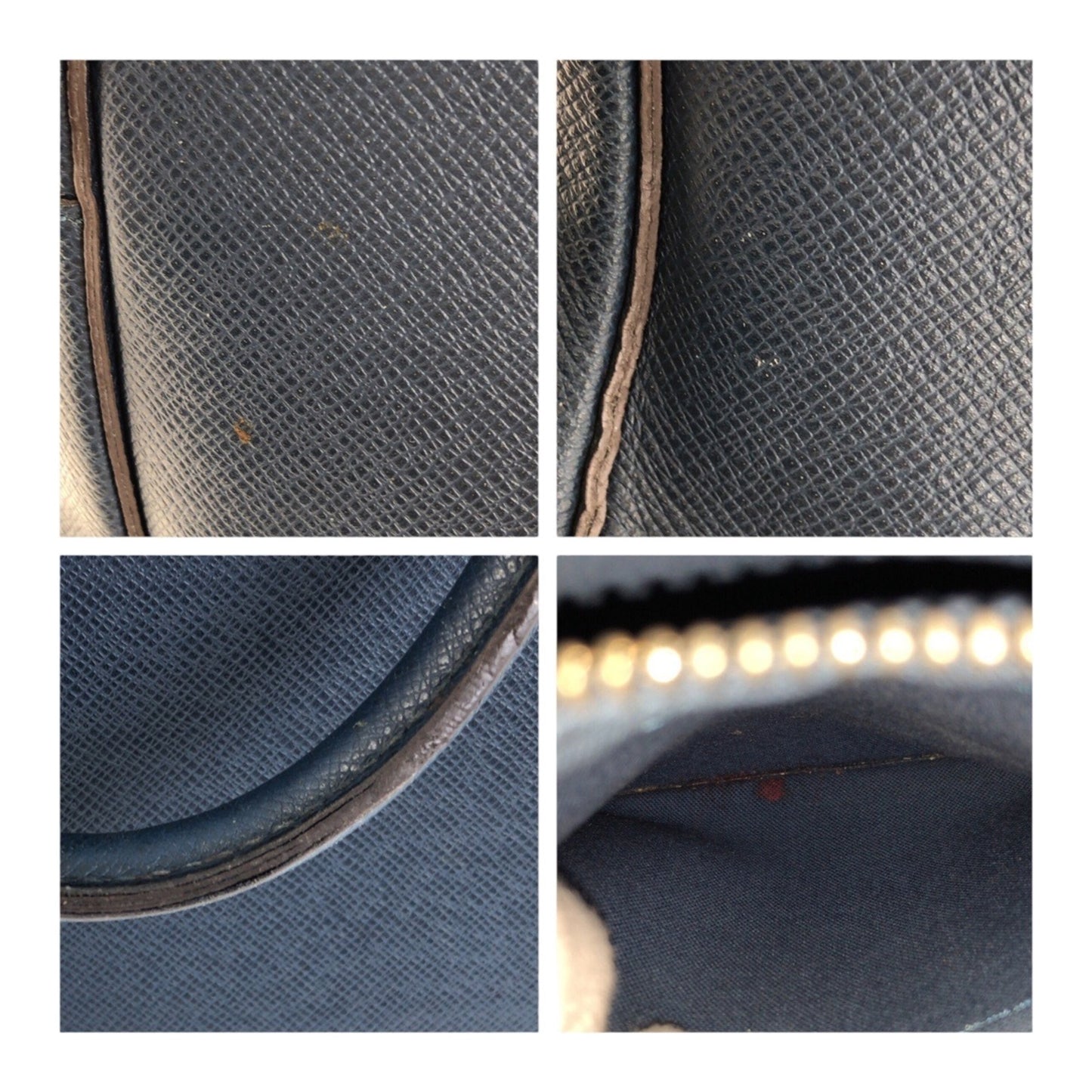 Louis Vuitton Taiga Porte-Document Voyage Mm Blue Leather Briefcase With Silver Hardware