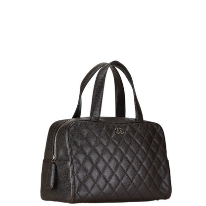 Chanel Coco Mark Handbag Boston Bag Brown Caviar Skin