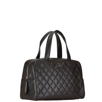 Chanel Coco Mark Handbag Boston Bag Brown Caviar Skin