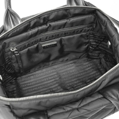 Prada Medium Padded Re-Nylon X Leather Tote Bag 1Bg436 Nylon Black S-158687