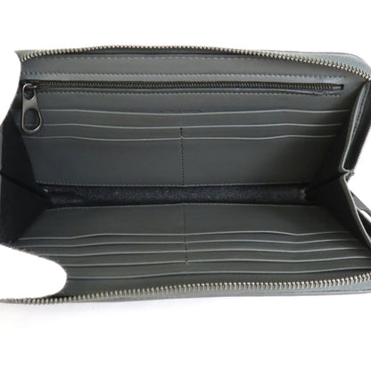 Bottega Veneta Bottegaveneta Round Zipper Long Wallet Intrecciato Leather Gray