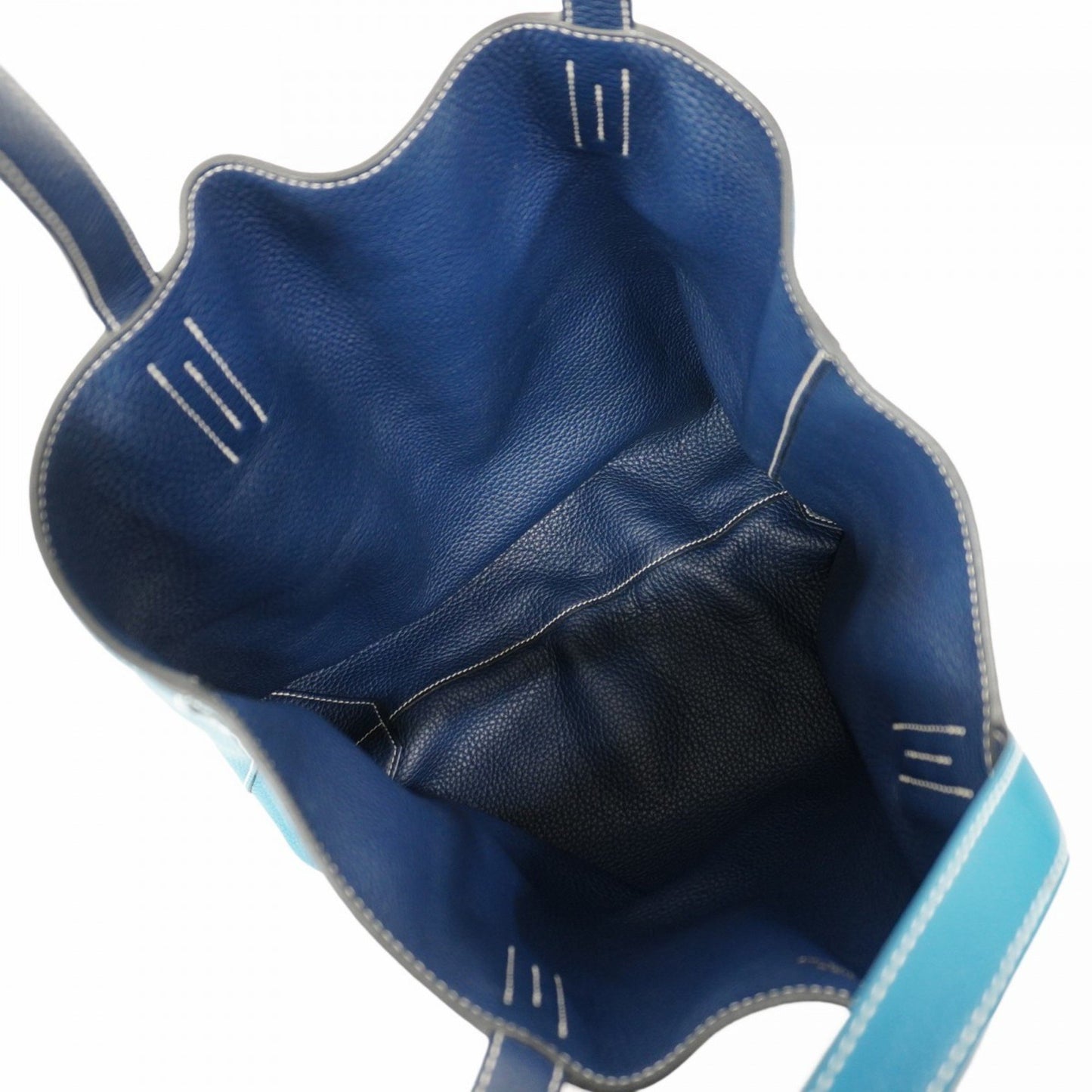 Hermes Herms Double Sens 36 Tote Bag In Taurillon Clemence Blue Izmir Leather With Ankle Strap